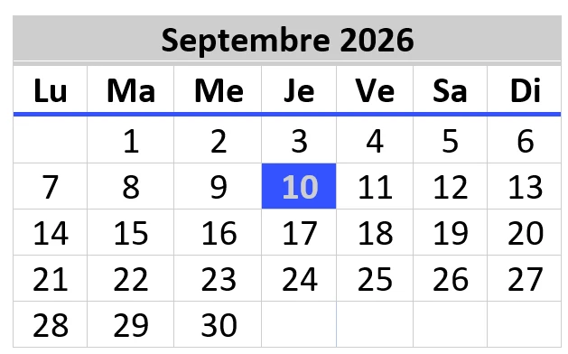 Calendrier des conseil du mois de septembre