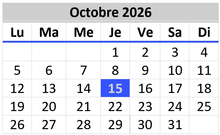 Calendrier des conseil du mois d'octobre